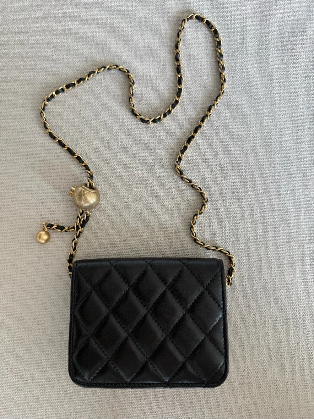 CHANEL Black Quilted Mini Crossbody with Gold Chain - Picture 2 of 7